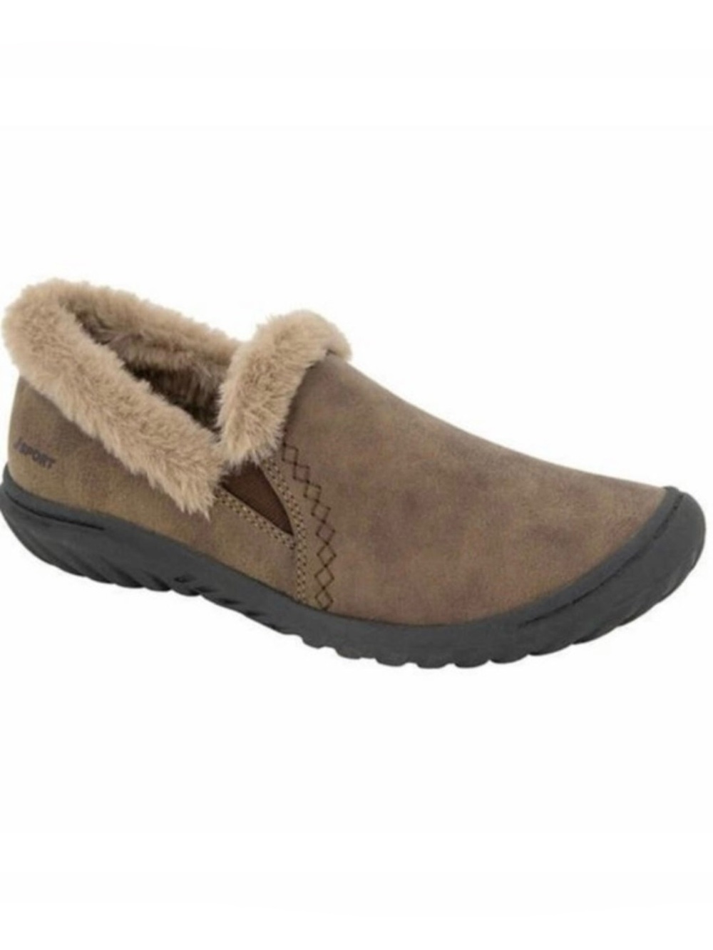 JSPORT Cozy Faux-Fur Lined Slip-On Slipper - Brown size 10